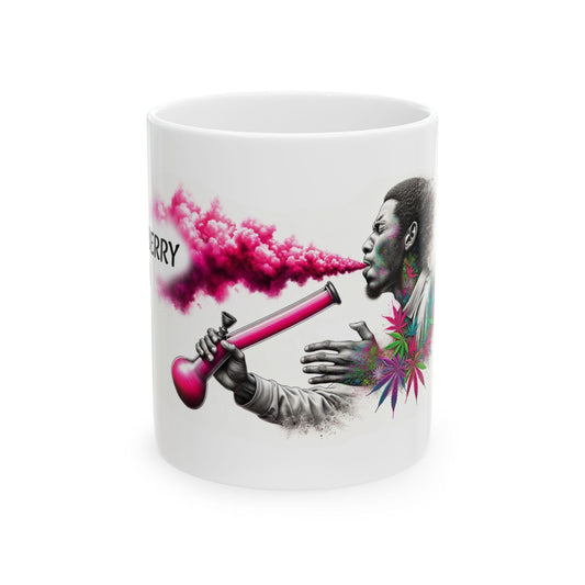 STRAWBERRY COUGH - Weed Coffee Mug (11oz) - Perfect Strains Gift for Smokers, Stoners, Growers; Wake and Bake / 420 Weed Mug, Marijuana Gift