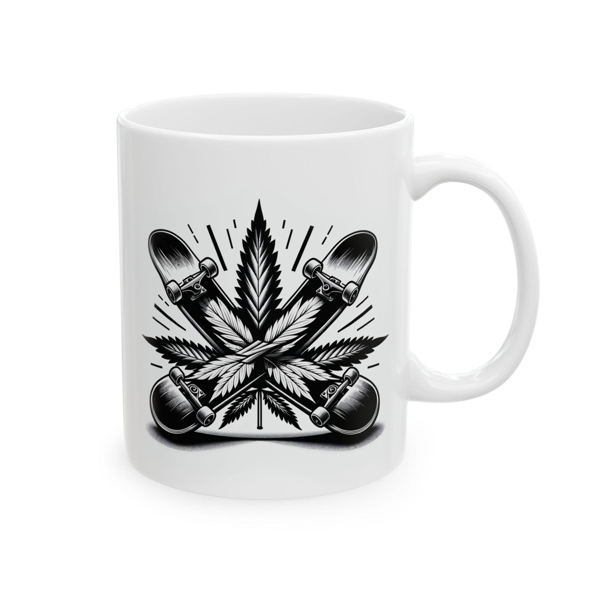 WEED DE SKATEBOARD - Weed Themed Coffee Mugs; Skateboard Themed, Marijuana Mugs - Gift for Stoners, Skaters - Wake and Bake