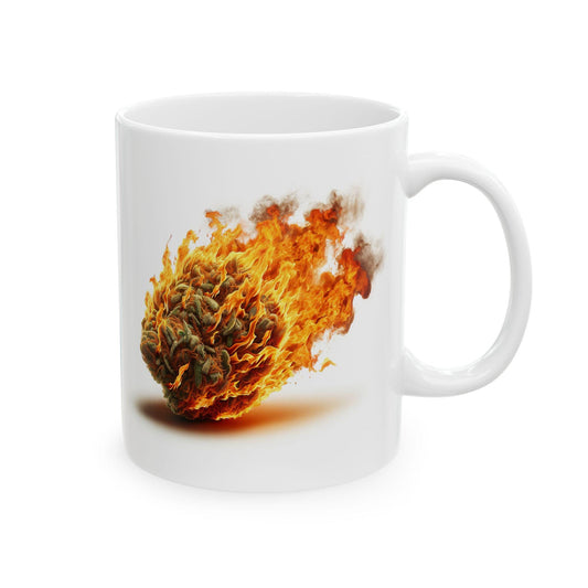 FLAMING WEED - Weed Themed Coffee Mugs; Marijuana Mugs - Cannabis Decor - Gift for Smokers, Stoners, Wake and Bake, Weed Lovers