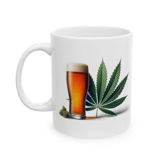 WEED AND BEER - Weed Themed Coffee Mugs for Stoners or Drinkers, Unique Cannabis Gift, Fun Alcoholic Gift