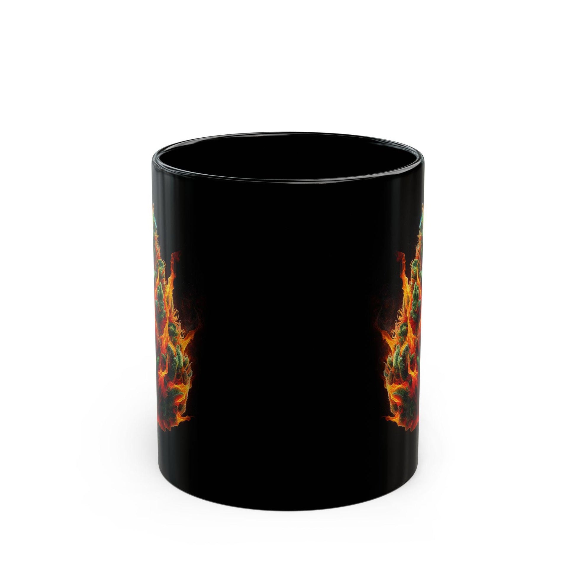 FLAMING WEED - BLACK Marijuana Themed Coffee Mugs, Weed Lovers, Perfect Gift for Smokers, Stoners, Growers.
