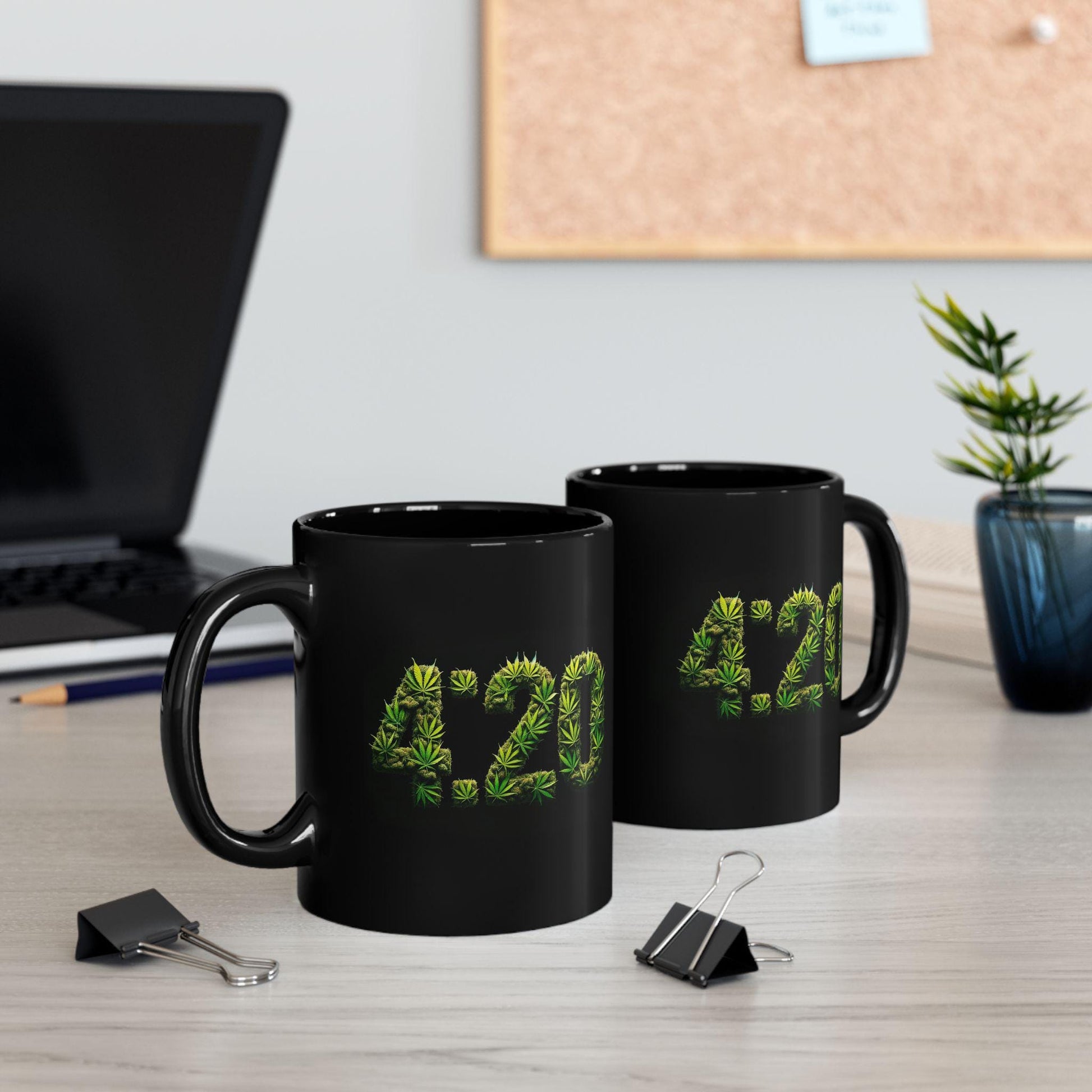 420 - WEED Themed BLACK Coffee Mugs - Perfect Gift for Smokers, Stoners, Marijuana Lovers, Growers; Weed Lovers