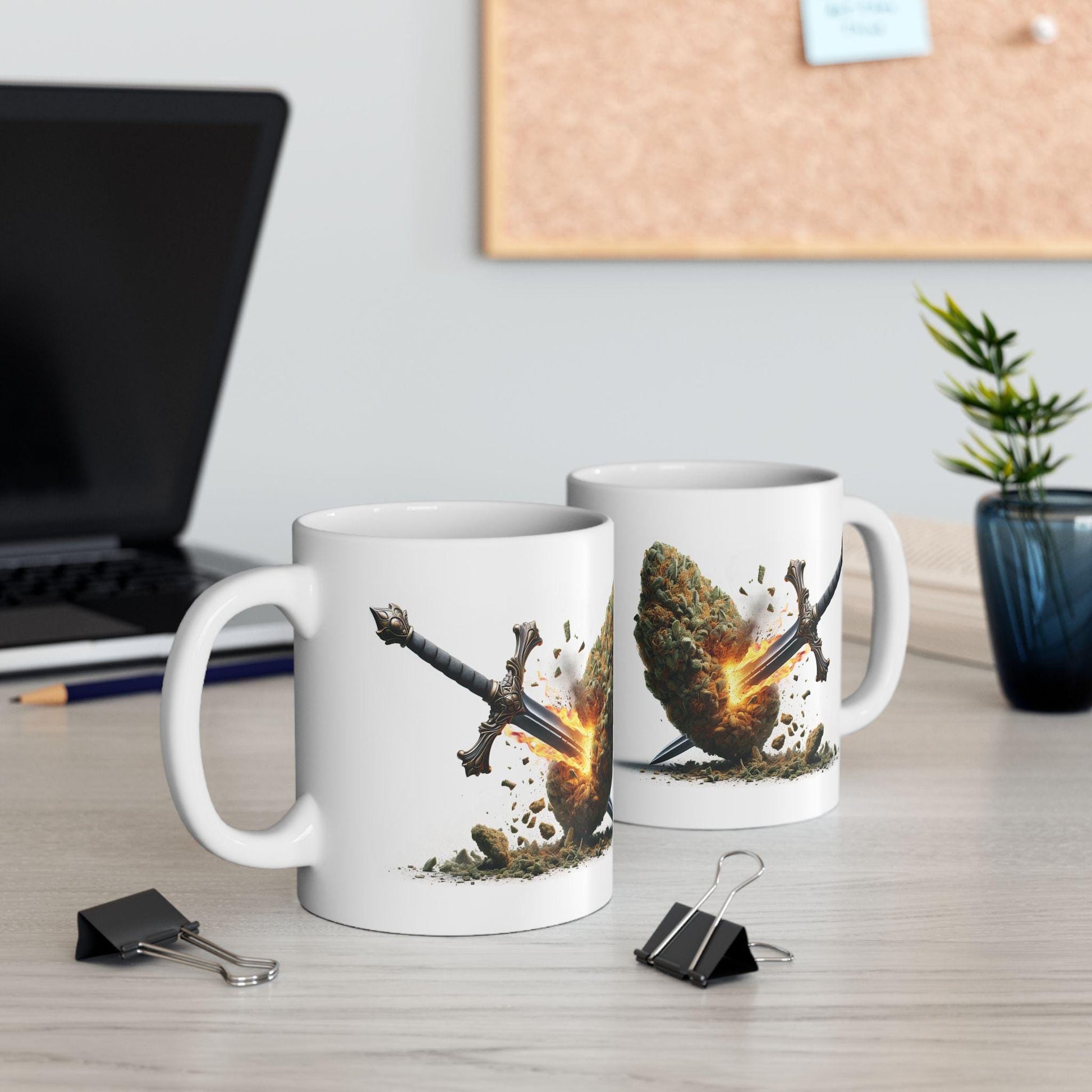 EPIC Sword x WEED Mug - Marijuana Themed Coffee Mugs, Weed Graphic - Perfect Gift for Smokers, Weed Lovers, Stoners - Cannabis Decor