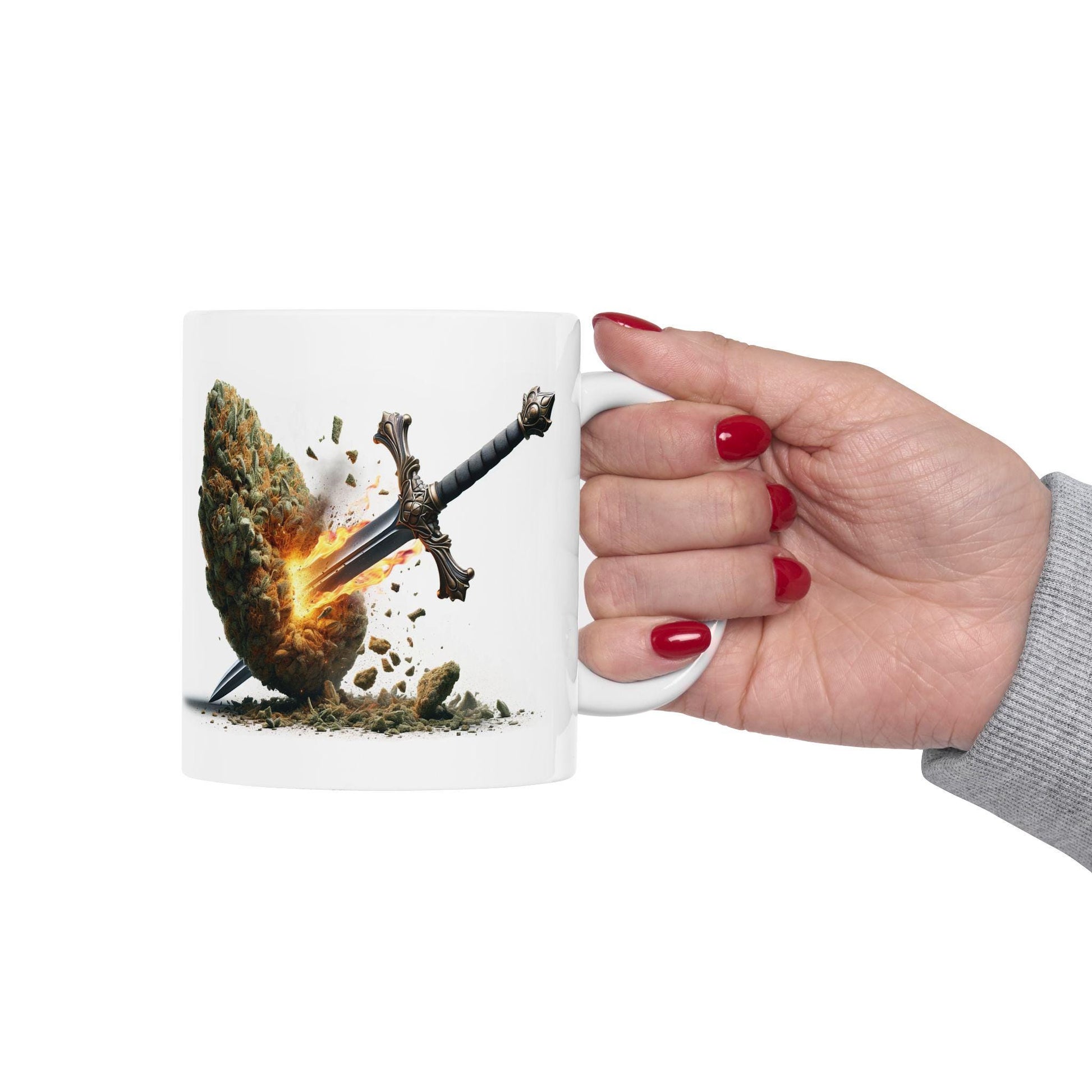 EPIC Sword x WEED Mug - Marijuana Themed Coffee Mugs, Weed Graphic - Perfect Gift for Smokers, Weed Lovers, Stoners - Cannabis Decor