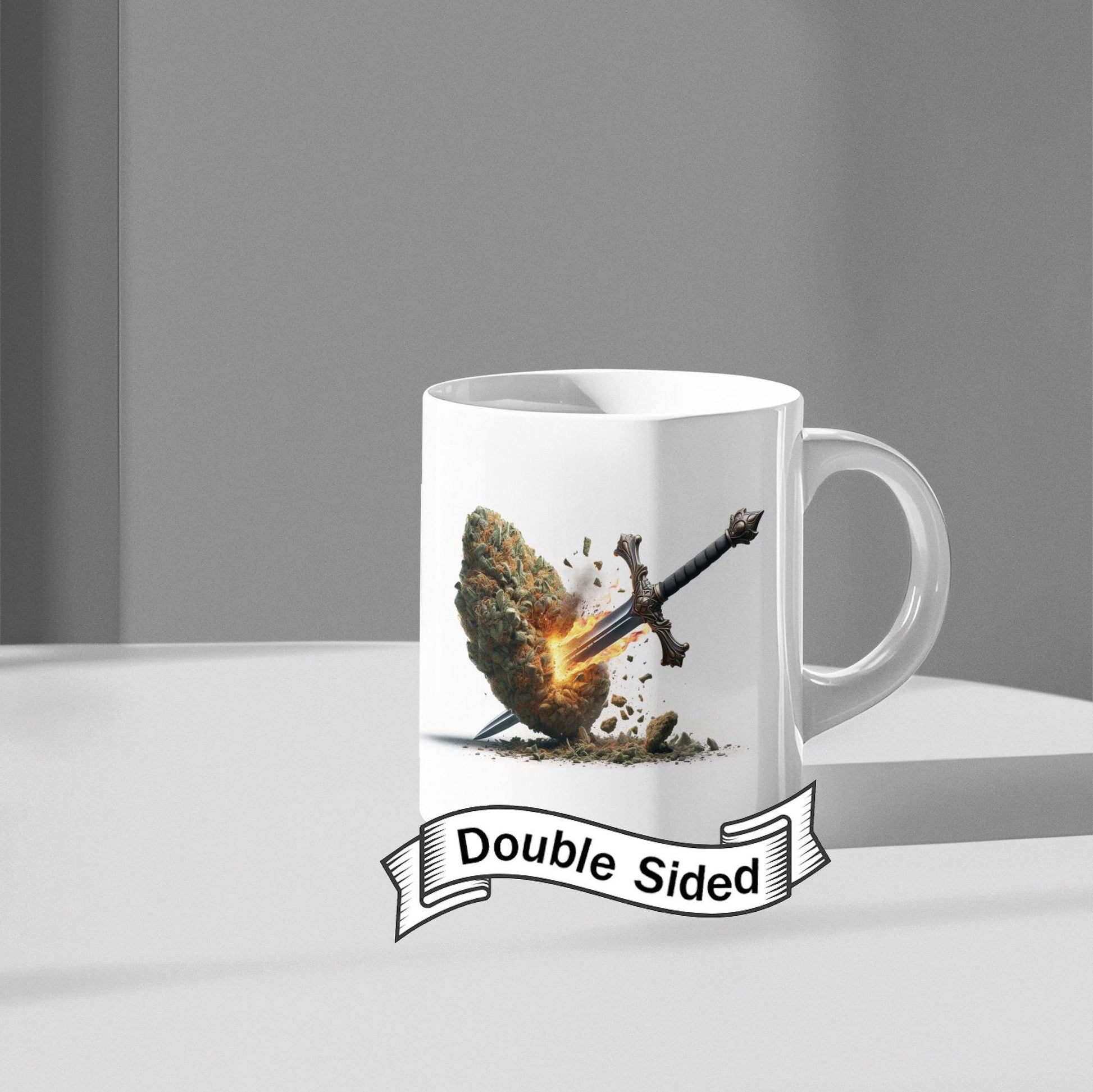 EPIC Sword x WEED Mug - Marijuana Themed Coffee Mugs, Weed Graphic - Perfect Gift for Smokers, Weed Lovers, Stoners - Cannabis Decor