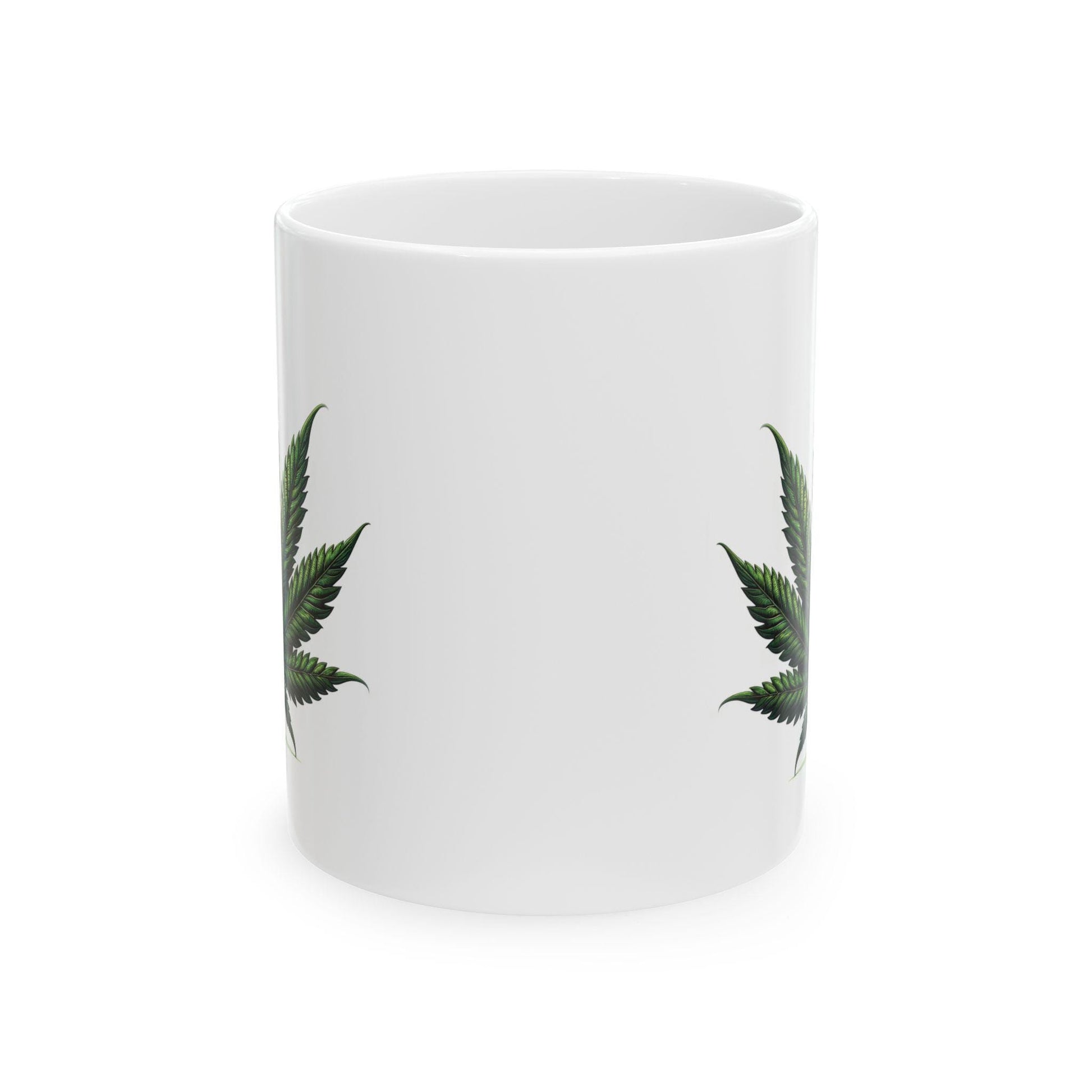 Basic WEED Leaf Coffee Mug - Discrete Marijuana Themed Wake and Bake Companion Mug