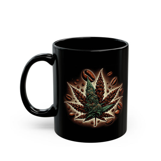 WEED & COFFEE - BLACK Weed Themed Coffee Mugs - Perfect Gift for Smokers, Stoners, Marijuana Lovers, Growers.