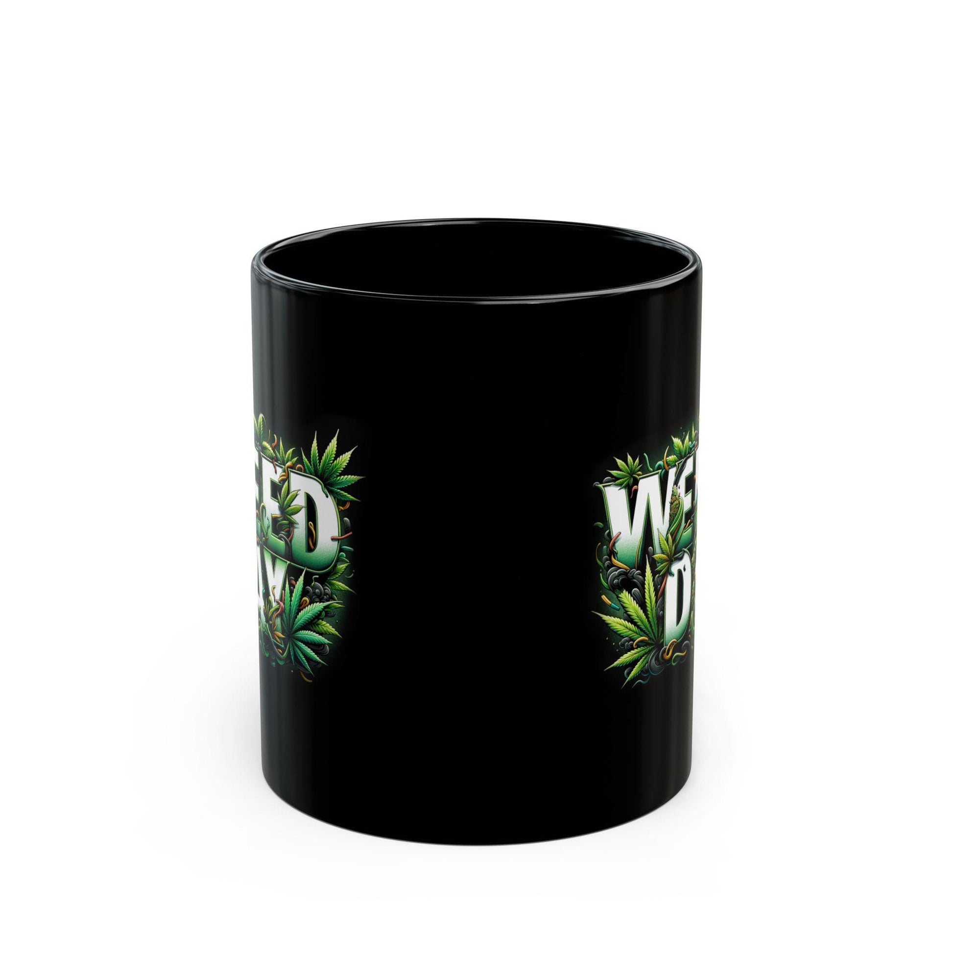 WEED DAY - BLACK Weed Themed Coffee Mugs - Perfect Gift for Smokers, Stoners, Marijuana Lovers, Growers.