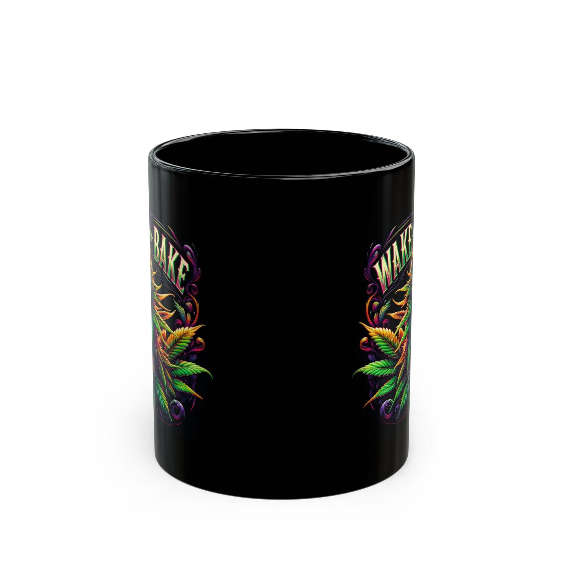 WAKE and BAKE - BLACK Weed Themed Coffee Mugs - Perfect Gift for Smokers, Stoners, Marijuana Lovers, Growers.