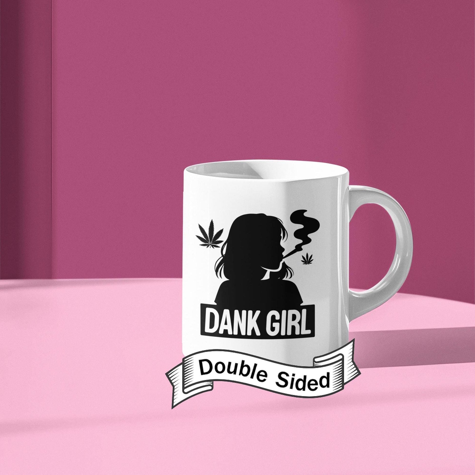 DANK GIRLS - Weed Themed Coffee Mugs - Stoner Gifts for Her (SILHOUETTE) Wake and bake mug, Weed Mug, Dank Girls