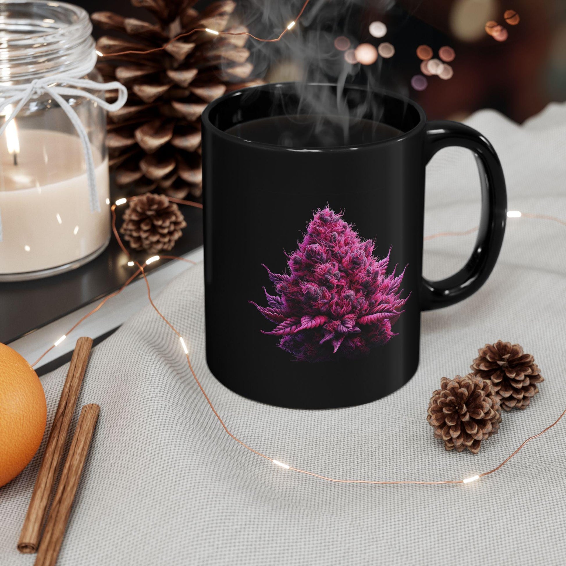 PINK WEED - BLACK Marijuana Themed Coffee Mugs, Weed Lovers, Perfect Gift for Smokers, Stoners, Growers.