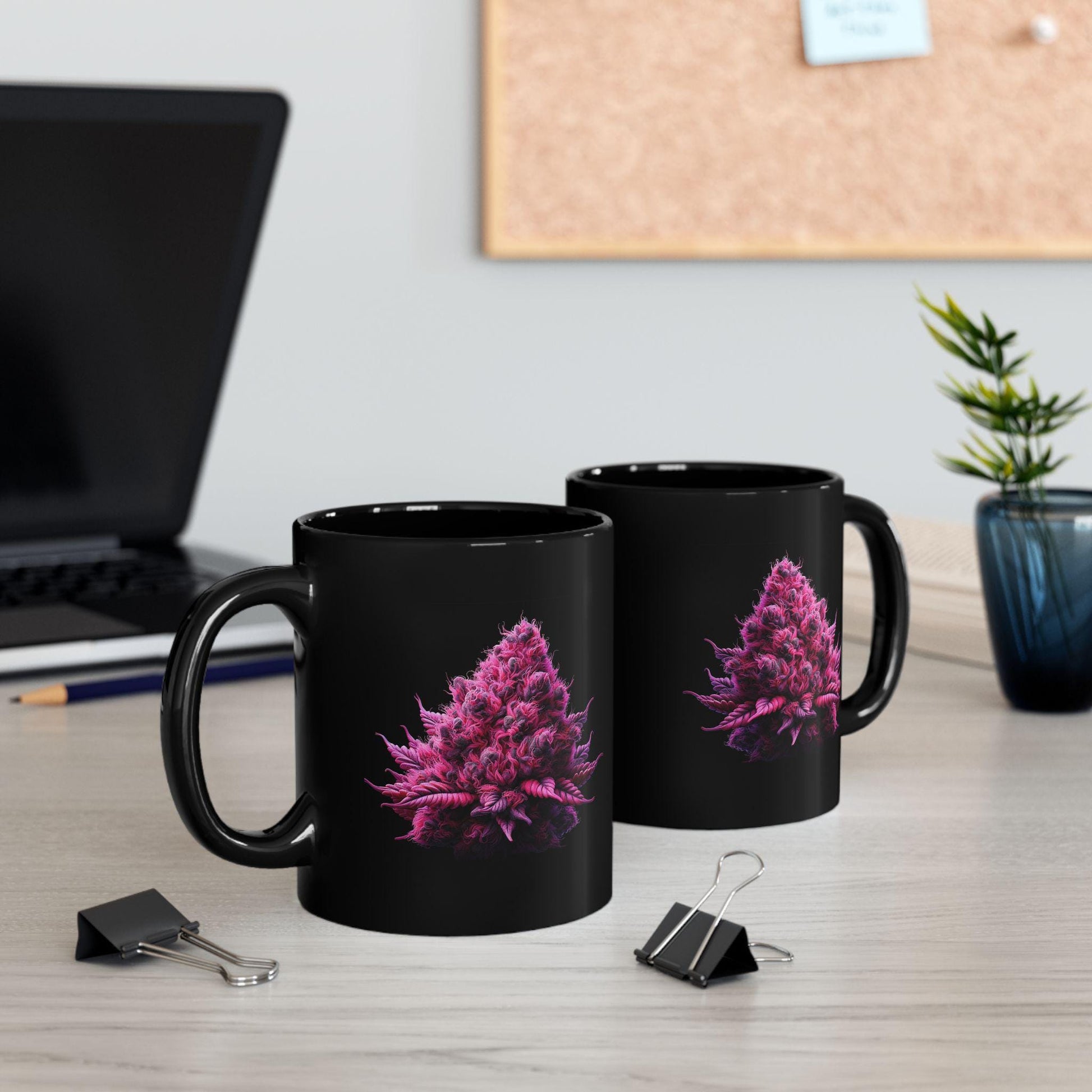 PINK WEED - BLACK Marijuana Themed Coffee Mugs, Weed Lovers, Perfect Gift for Smokers, Stoners, Growers.