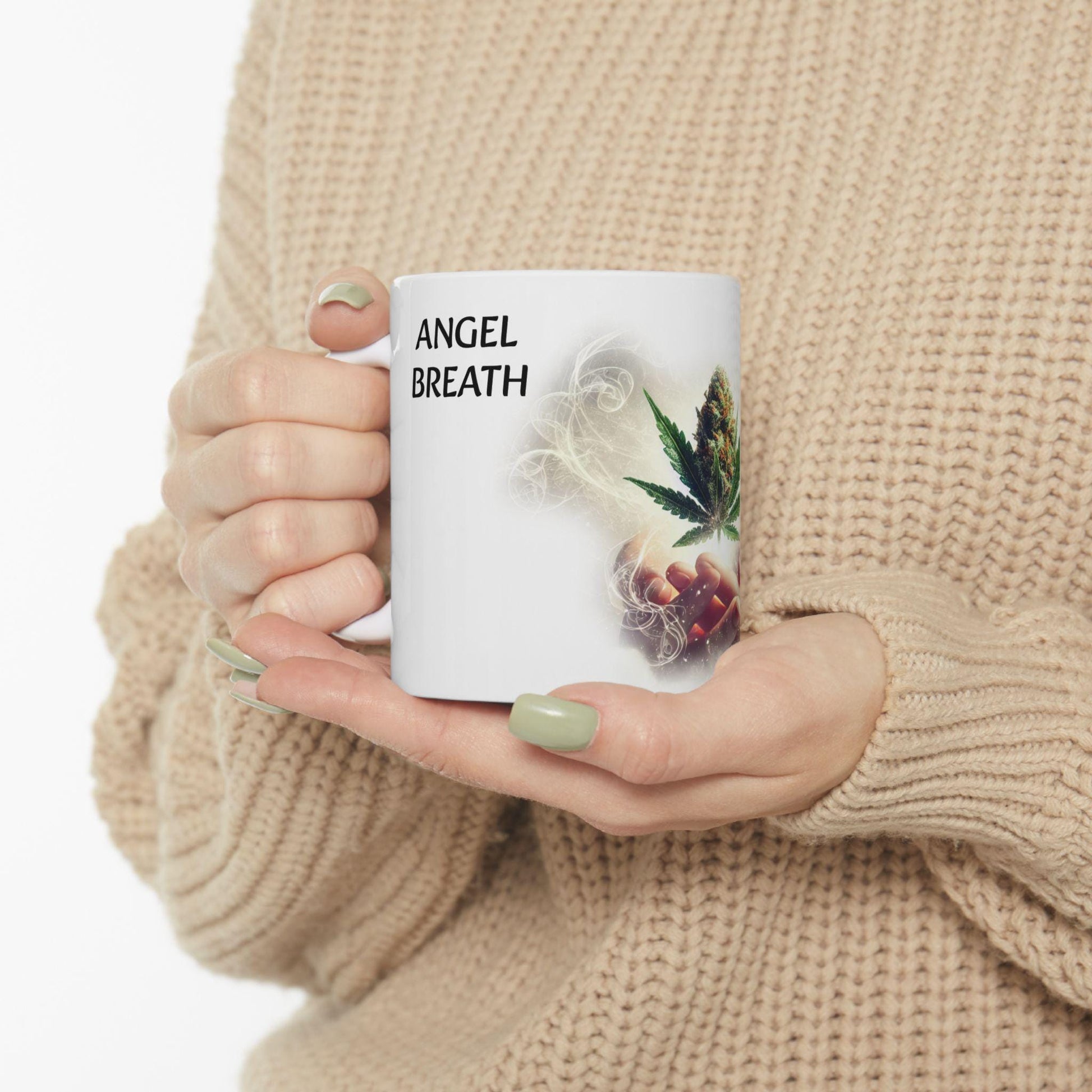 ANGEL BREATH - (11oz) Weed Strain Coffee Mugs - Perfect Gift for Stoners, Weed Mug, Marijuana Gift; Wake and Bake Essentials; Cannabis Decor