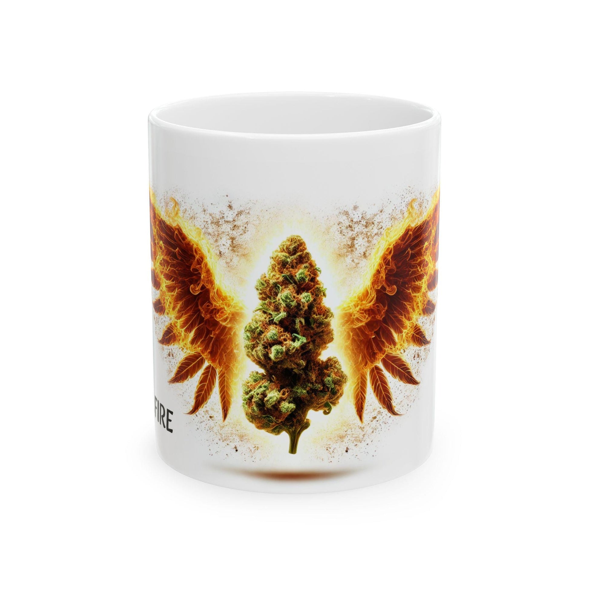 ANGEL FIRE - (11oz) Weed Strain Coffee Mugs - Perfect Gift for Stoners, Weed Mug, Marijuana Gift; Wake and Bake Essentials; Cannabis Decor