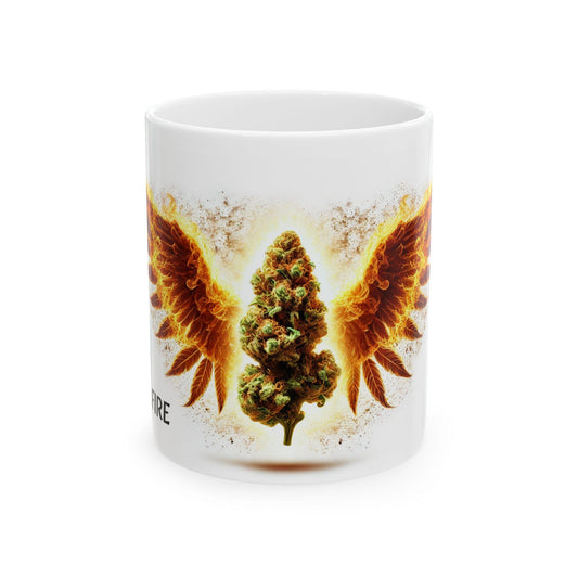 ANGEL FIRE - (11oz) Weed Strain Coffee Mugs - Perfect Gift for Stoners, Weed Mug, Marijuana Gift; Wake and Bake Essentials; Cannabis Decor
