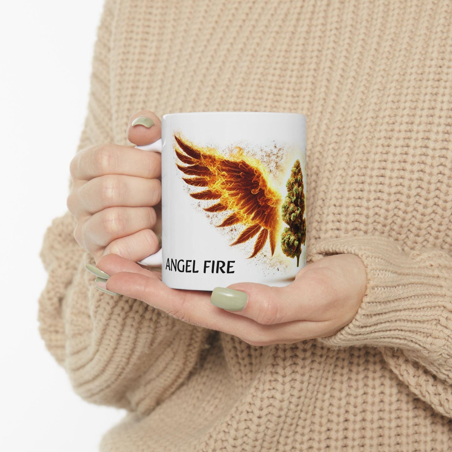 ANGEL FIRE - (11oz) Weed Strain Coffee Mugs - Perfect Gift for Stoners, Weed Mug, Marijuana Gift; Wake and Bake Essentials; Cannabis Decor