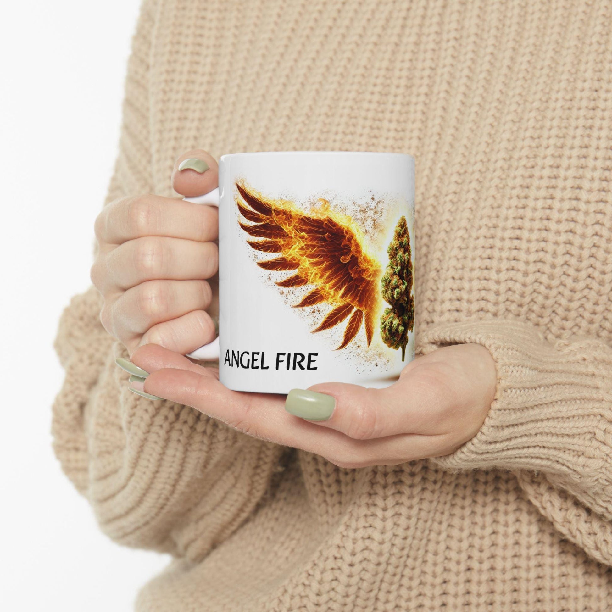ANGEL FIRE - (11oz) Weed Strain Coffee Mugs - Perfect Gift for Stoners, Weed Mug, Marijuana Gift; Wake and Bake Essentials; Cannabis Decor
