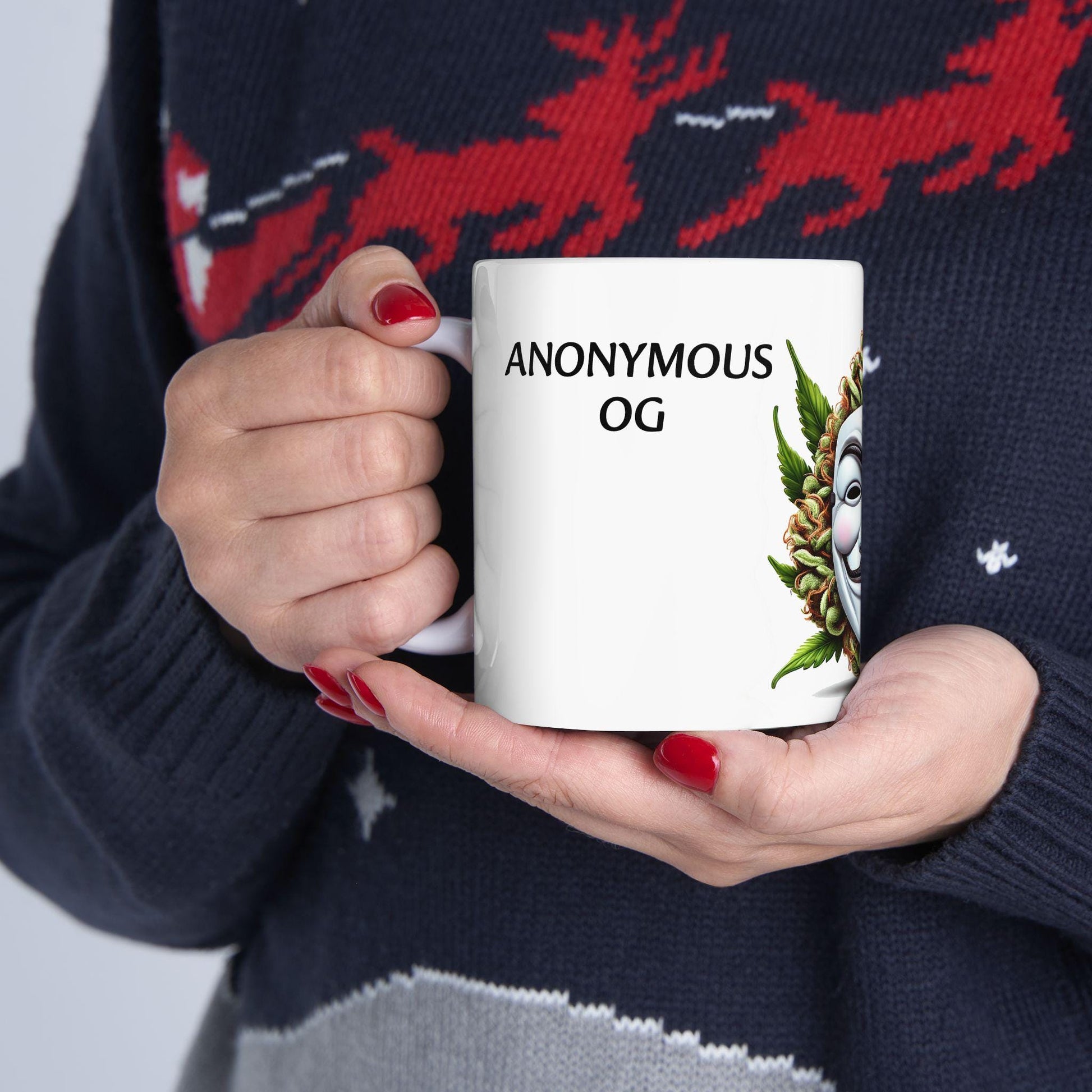 ANONYMOUS OG - (11oz) Weed Strain Coffee Mugs - Perfect Gift for Stoners, Weed Mug, Marijuana Gift; Wake and Bake Essentials; Cannabis Decor