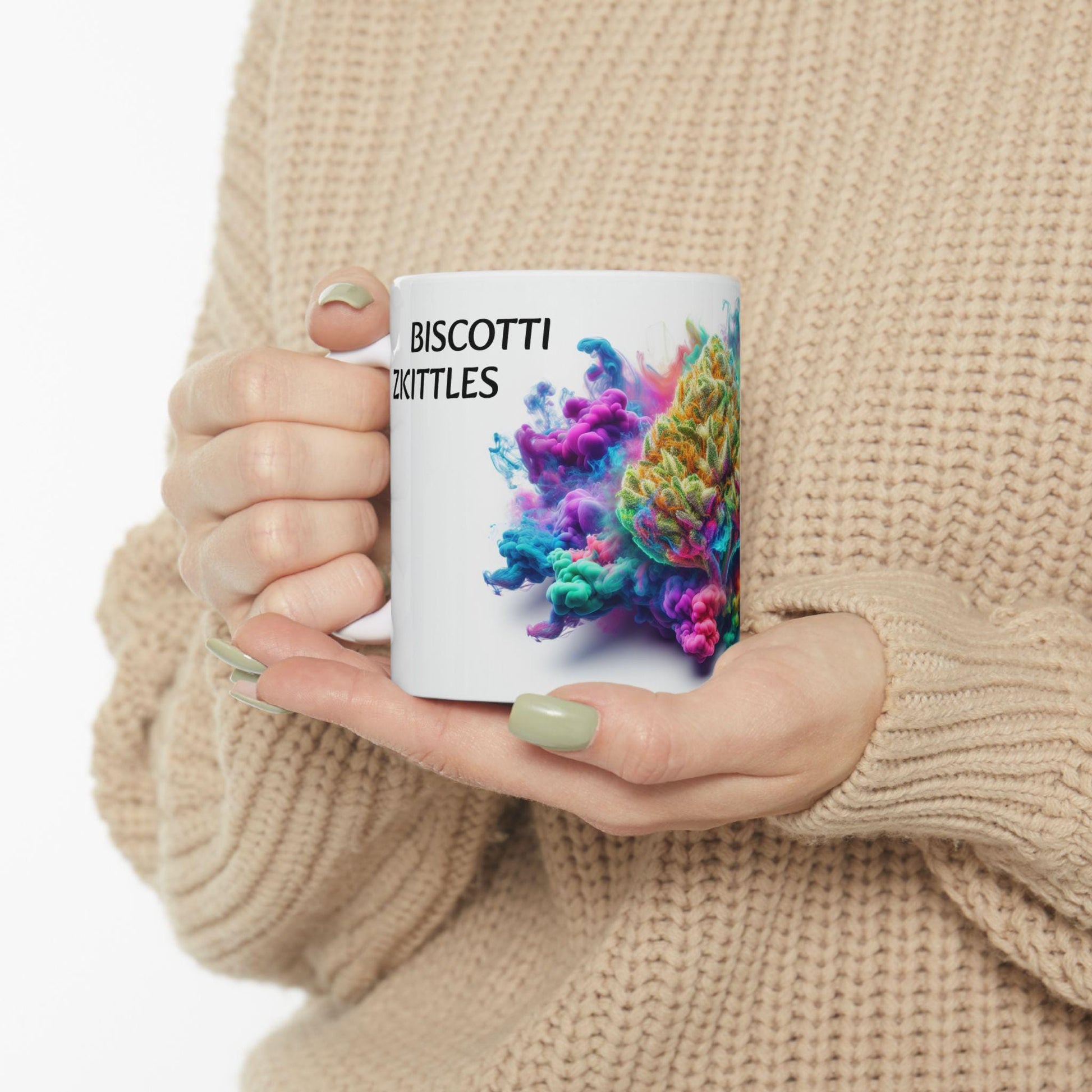 BISCOTTI ZKITTLES - (11oz) Weed Strain Coffee Mugs - Perfect Stoner Gift, Weed Mug, Marijuana Gift; Wake & Bake Essentials; Cannabis Decor