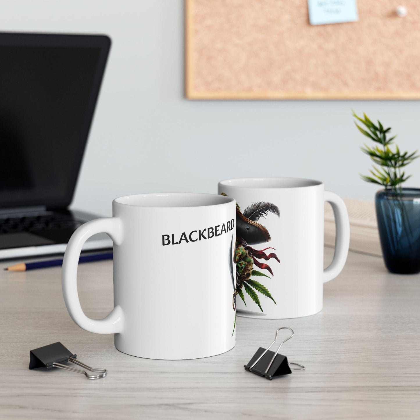 BLACKBEARD - (11oz) Weed Strain Coffee Mugs - Perfect Gift for Stoners, Weed Mug, Marijuana Gift; Wake & Bake Essentials; Cannabis Pot Decor