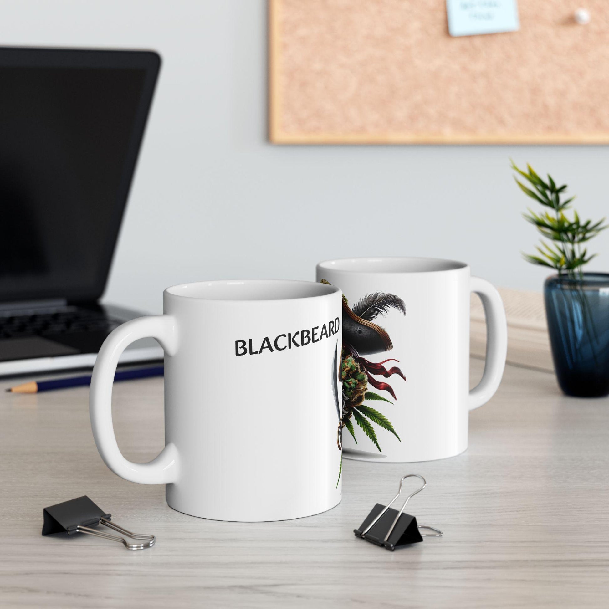 BLACKBEARD - (11oz) Weed Strain Coffee Mugs - Perfect Gift for Stoners, Weed Mug, Marijuana Gift; Wake & Bake Essentials; Cannabis Pot Decor