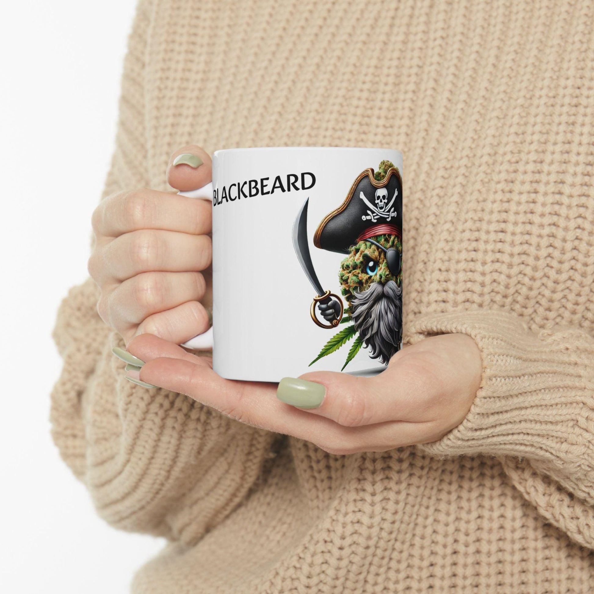 BLACKBEARD - (11oz) Weed Strain Coffee Mugs - Perfect Gift for Stoners, Weed Mug, Marijuana Gift; Wake & Bake Essentials; Cannabis Pot Decor