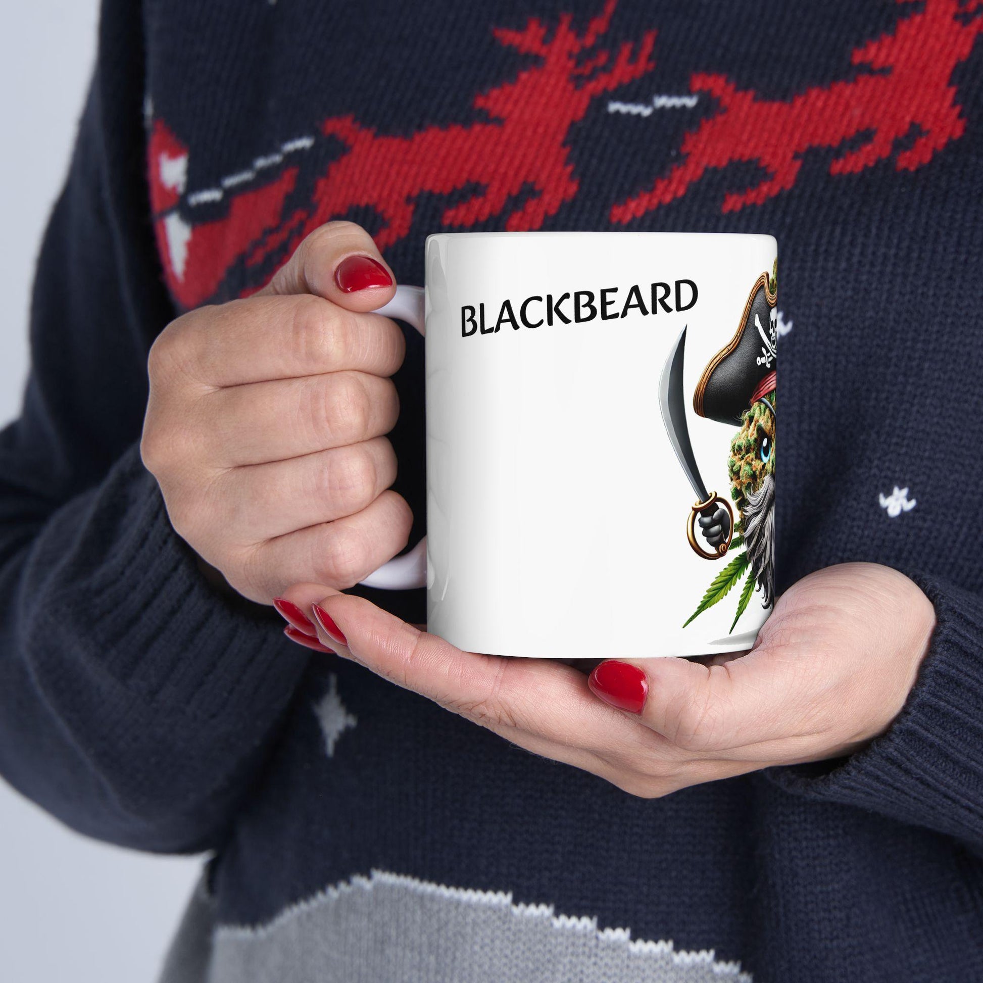 BLACKBEARD - (11oz) Weed Strain Coffee Mugs - Perfect Gift for Stoners, Weed Mug, Marijuana Gift; Wake & Bake Essentials; Cannabis Pot Decor