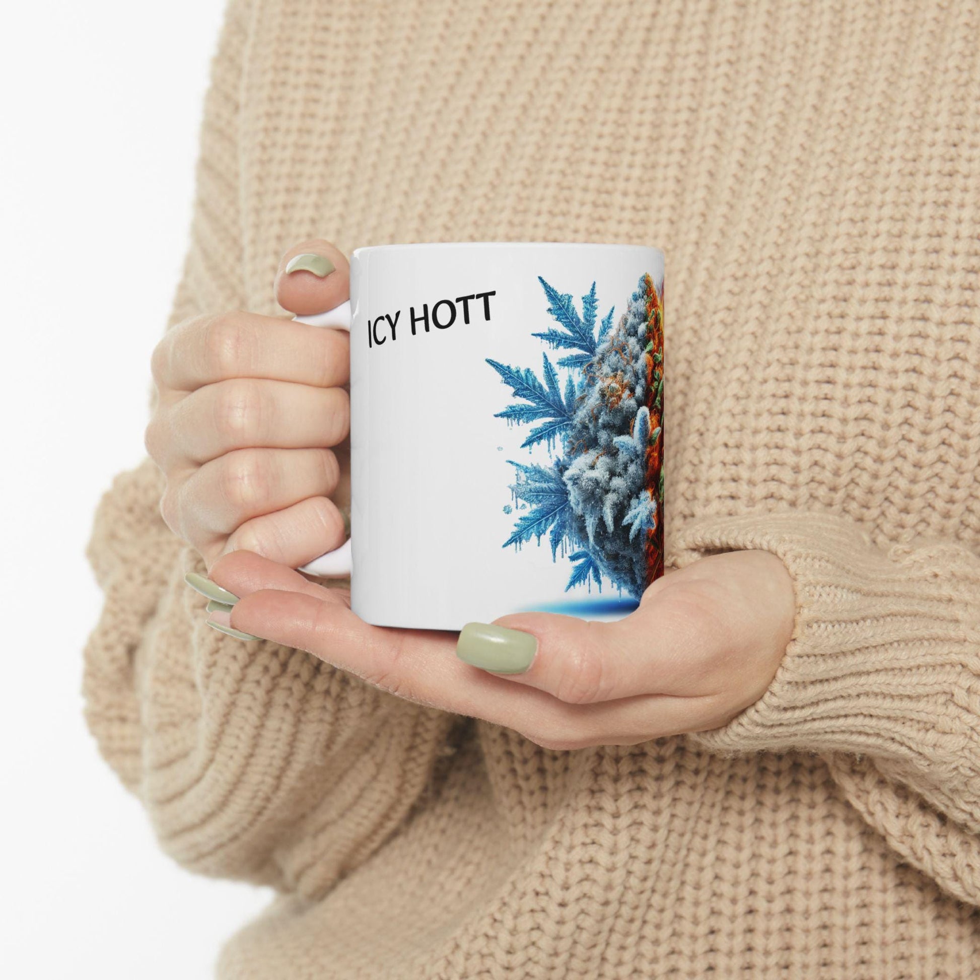 ICEY HOTT - (11oz) Weed Strain Coffee Mugs - Perfect Gift for Stoners, Weed Mug, Marijuana Gift; Wake and Bake Essentials; Cannabis Decor
