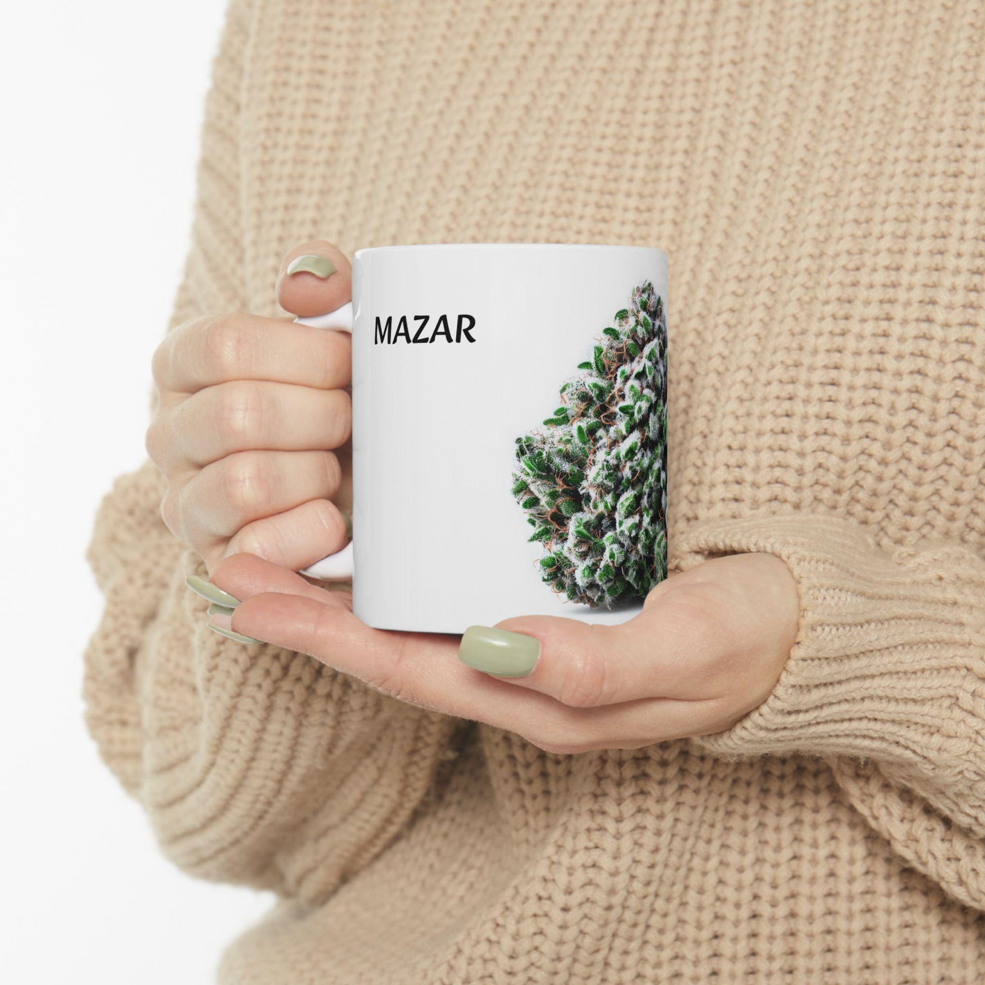 MAZAR - (11oz) Weed Strain Coffee Mugs - Perfect Gift for Stoners, Weed Mug, Marijuana Gift; Wake and Bake Essentials; Cannabis Pot Decor