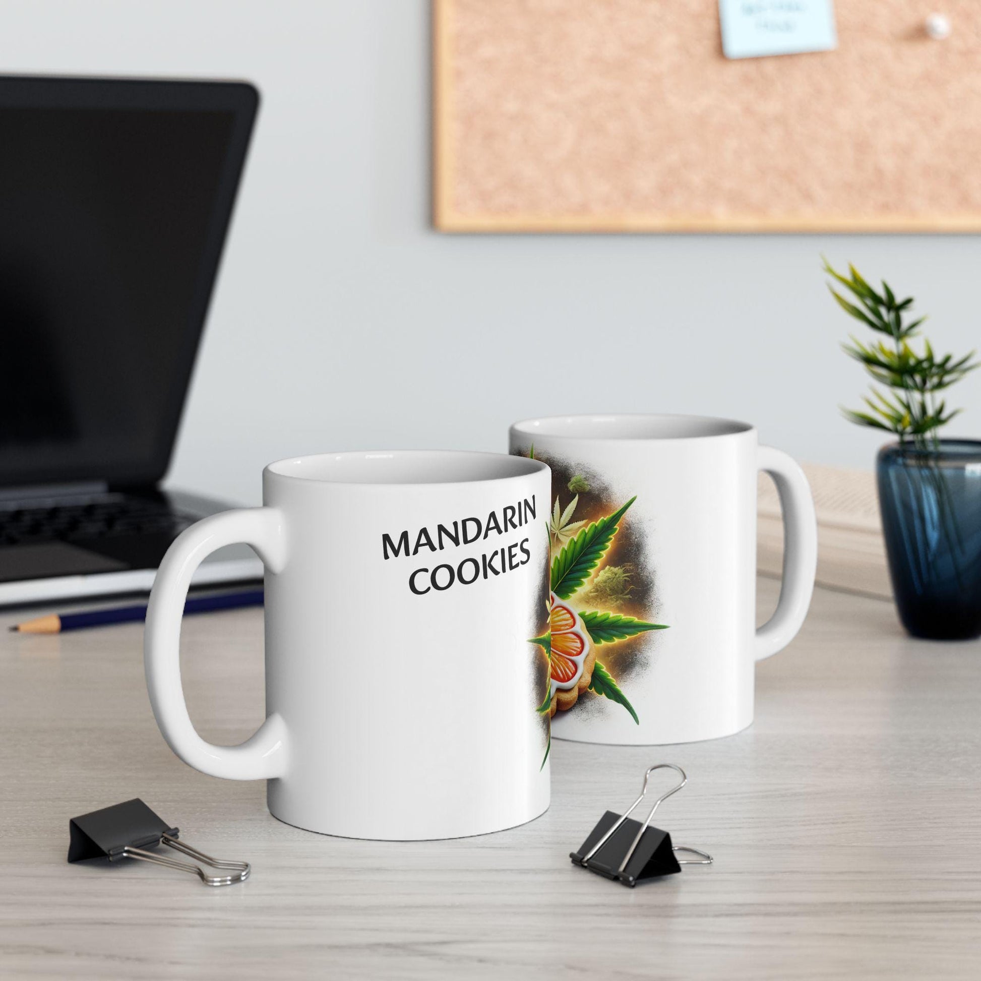 MANDARIN COOKIES - (11oz) Weed Strain Coffee Mugs - Stoner Gift, Weed Mug, Marijuana Gift; Wake and Bake Essentials; Cannabis Pot Decor