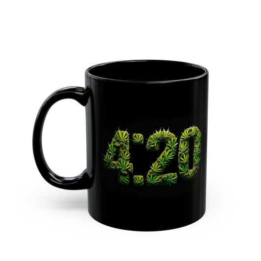 420 - WEED Themed BLACK Coffee Mugs - Perfect Gift for Smokers, Stoners, Marijuana Lovers, Growers; Weed Lovers