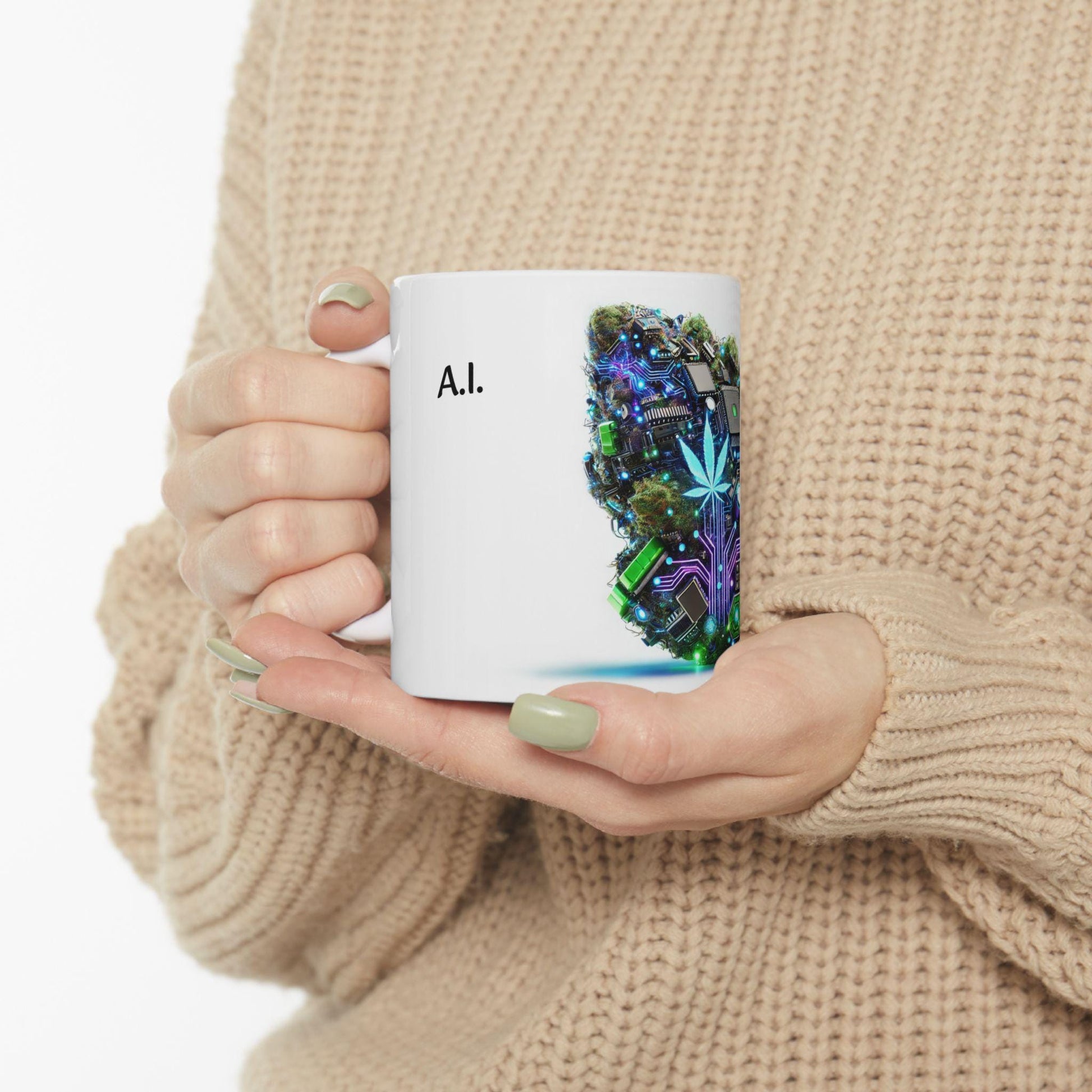 A.I. - (11oz) Weed Strain Coffee Mugs - Perfect Gift for Stoners, Weed Mug, Marijuana Lovers; Wake and Bake Essentials; Cannabis Decor AI