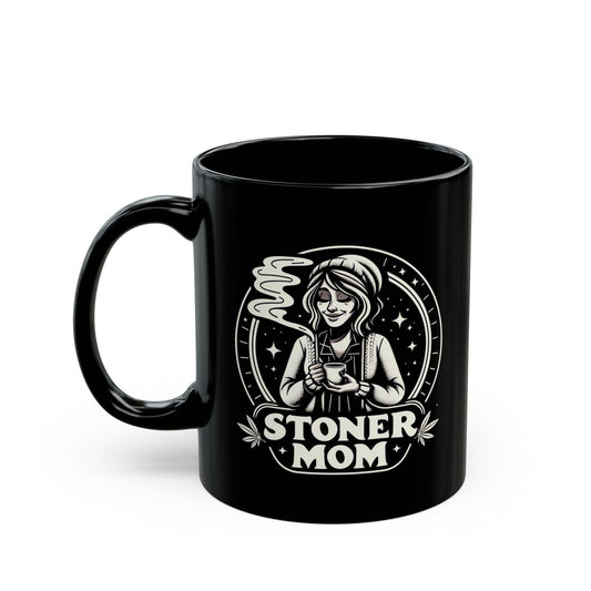STONER MOM - BLACK Weed Themed Coffee Mugs - Perfect Gift for Smokers, Stoners, Marijuana Lovers, Growers. Mom gifts, Mother&#39;s Day