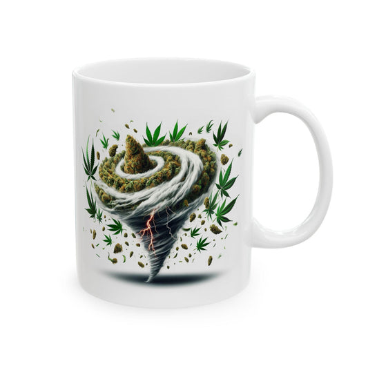 WEED Tornado Mug - Marijuana Themed Coffee Mugs, Weed Graphic - Perfect Gift for Smokers, Weed Lovers, Stoners