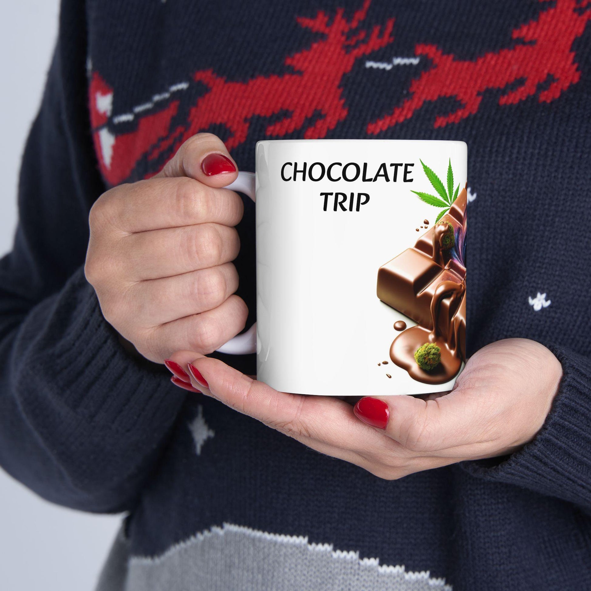 CHOCOLATE TRIP - (11oz) Weed Strain Coffee Mugs - Perfect Gift for Stoners, Weed Mug, Marijuana Gift; Wake & Bake Essentials; Cannabis Decor