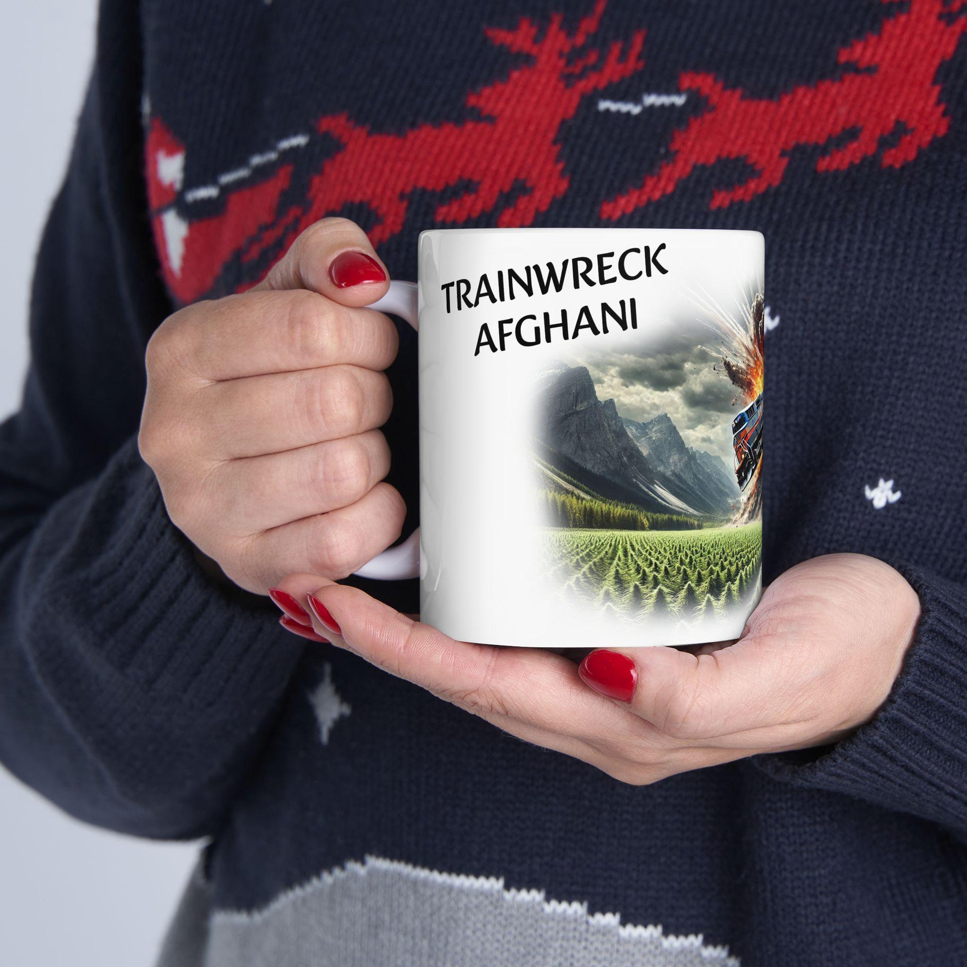 TRAINWRECK AFGHANI - (11oz) Weed Strain Coffee Mugs - Stoner Gift, Weed Mug, Marijuana Gift; Wake & Bake Essentials; Cannabis Pot Decor