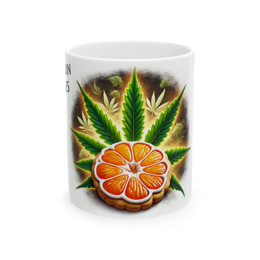 MANDARIN COOKIES - (11oz) Weed Strain Coffee Mugs - Stoner Gift, Weed Mug, Marijuana Gift; Wake and Bake Essentials; Cannabis Pot Decor