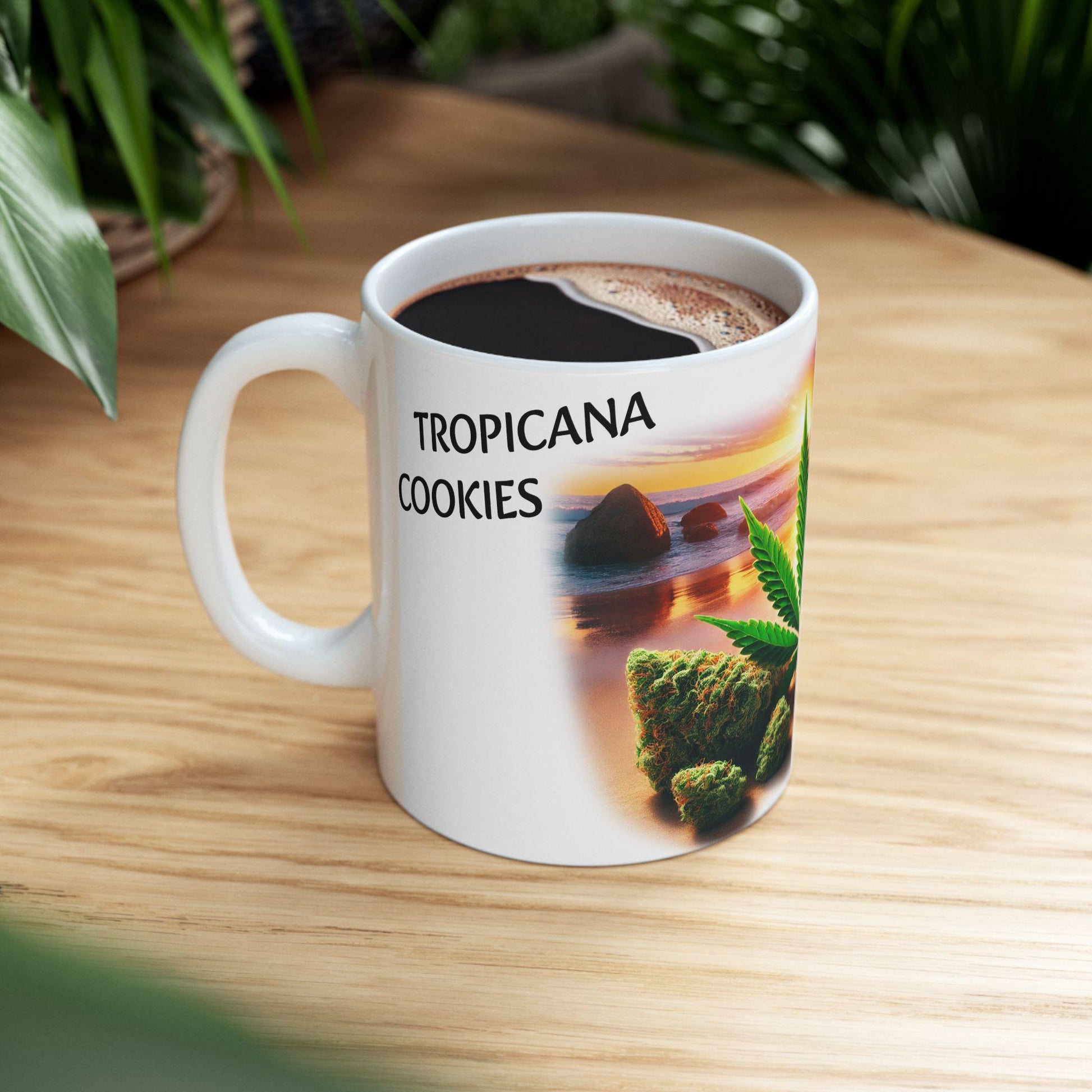 TROPICANA COOKIES - (11oz) Weed Strain Coffee Mugs - Stoner Gift, Weed Mug, Marijuana Gift; Wake and Bake Essentials; Cannabis Pot Decor