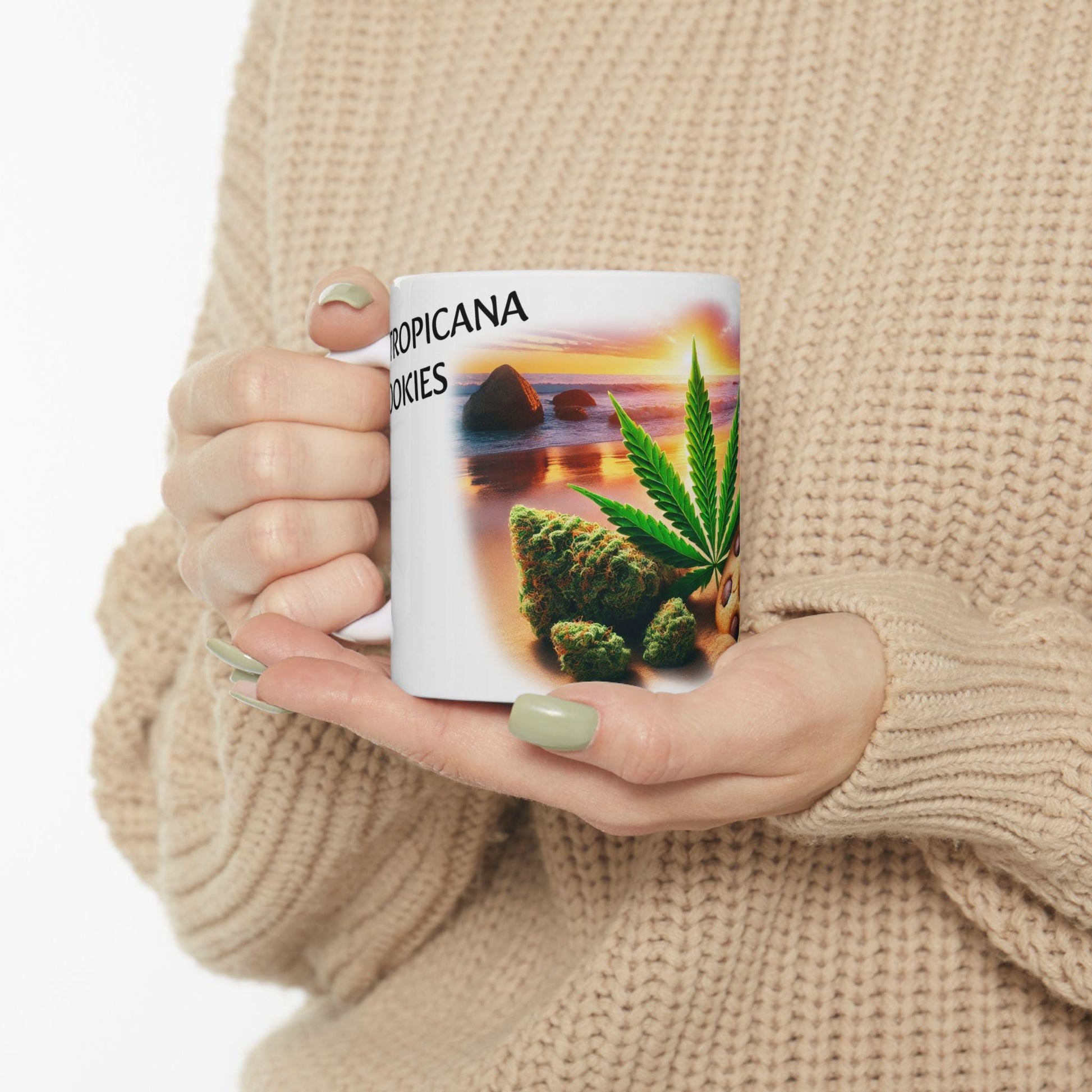TROPICANA COOKIES - (11oz) Weed Strain Coffee Mugs - Stoner Gift, Weed Mug, Marijuana Gift; Wake and Bake Essentials; Cannabis Pot Decor