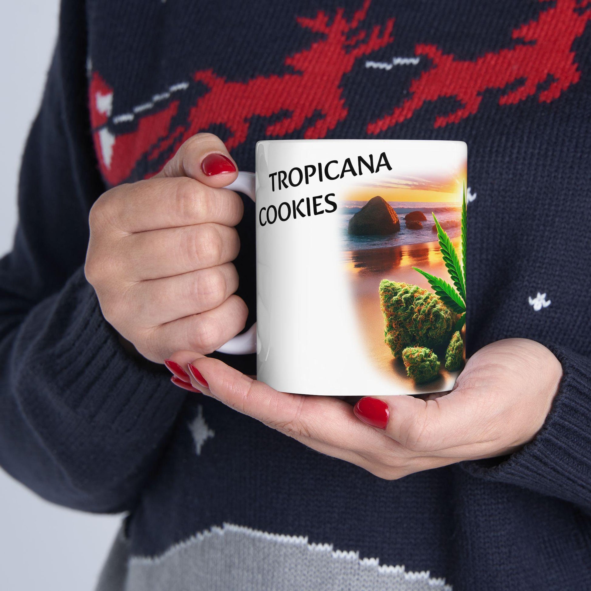 TROPICANA COOKIES - (11oz) Weed Strain Coffee Mugs - Stoner Gift, Weed Mug, Marijuana Gift; Wake and Bake Essentials; Cannabis Pot Decor