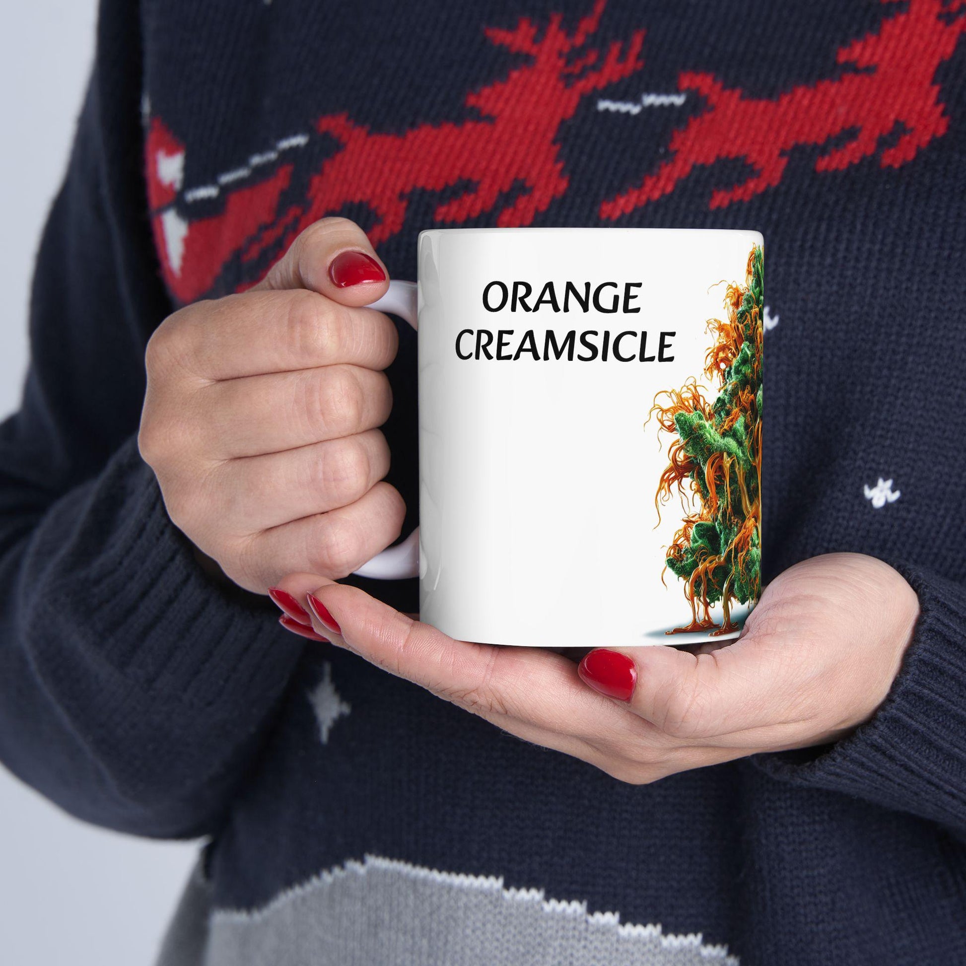 ORANGE CREAMSICLE - (11oz) Weed Strain Coffee Mugs - Stoner Gifts, Weed Mug, Marijuana Gift; Wake and Bake Essentials; Cannabis Pot Decor