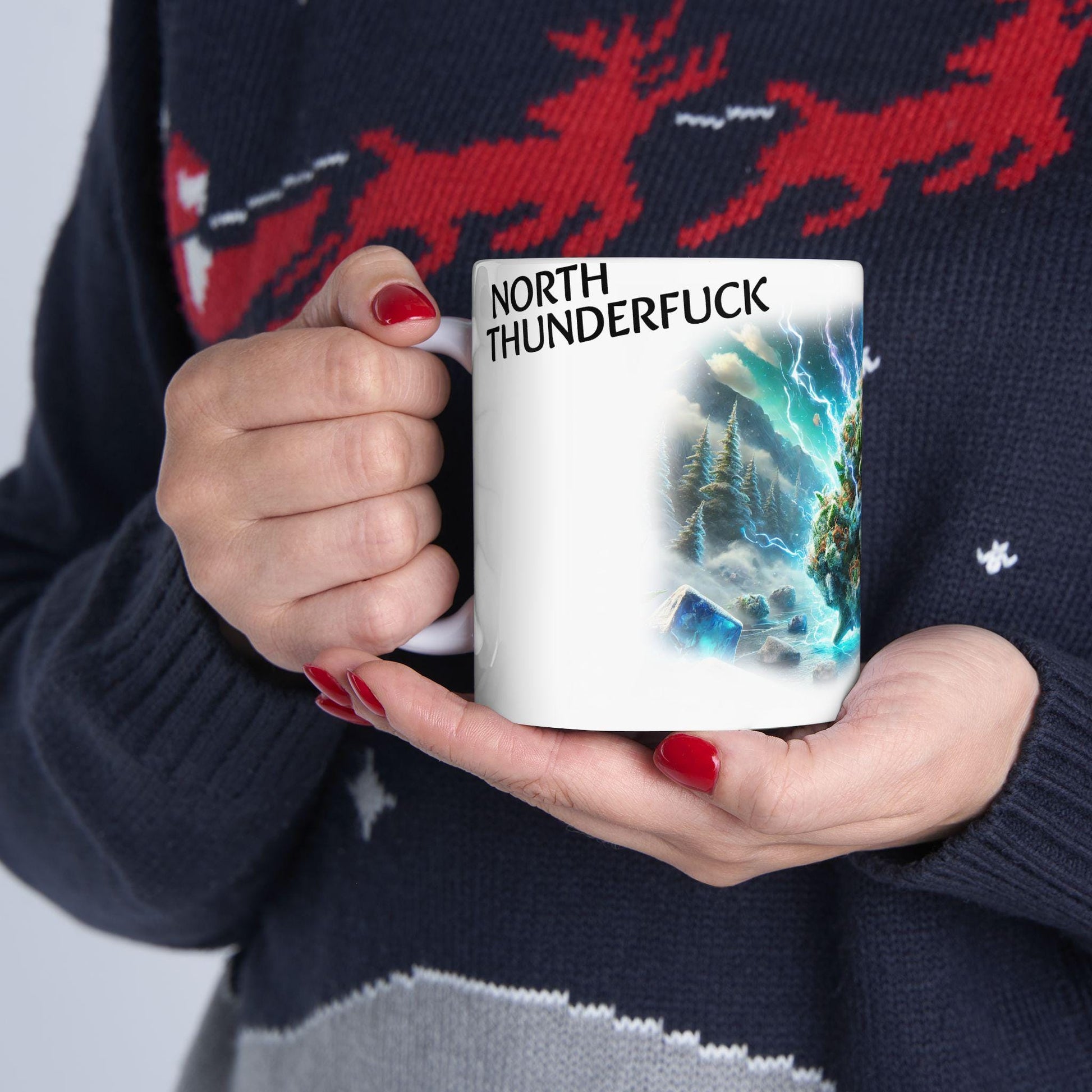 NORTH THUNDERFUCK - (11oz) Weed Strain Coffee Mugs - Stoner Gift, Weed Mug, Marijuana Gift; Wake and Bake Essentials; Cannabis Pot Decor